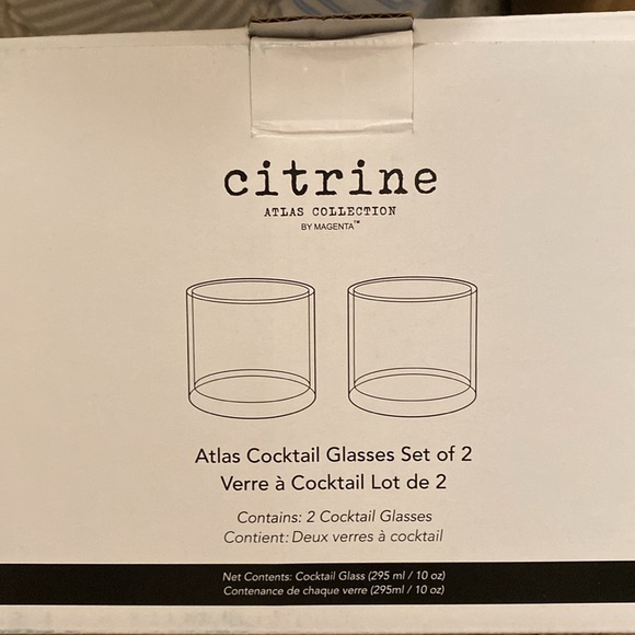 🆕CITRINE-ATLAS COLLECTION: 2 Handblown Cocktail Glasses NIB - Picture 3 of 9